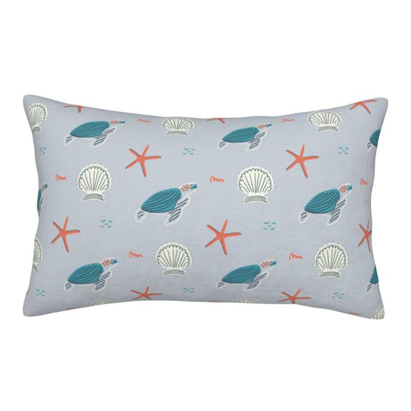 Gukieu Turtles And Shells Print Plush Pillow Cover, Hidden Zipper Pillow Protector without Pillow Core, Suitable for Bedroom, Office, Car Decoration-16"x24"