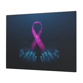 Gukieu Two Human Hands are Holds Ribbon Awareness Print Horizontal Canvas Decorative Painting 12x16 Inch Shrinkage Resistant Frame Hanging Home Wall Art Decor