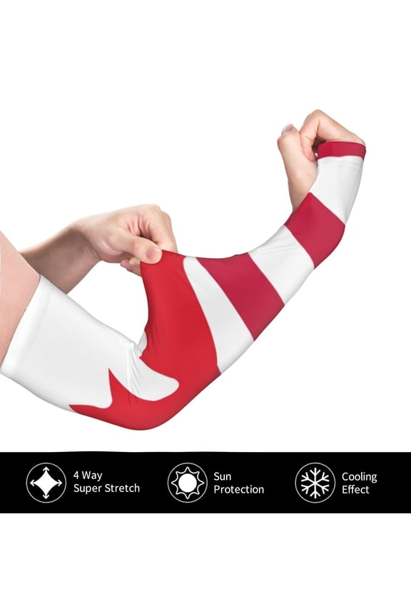 USA Canada Flag for Adult Ice Silk Sun Protection Arm Sleeves, Moisture Wicking, UV Protection Outdoor Sports Arm Sleeves, Unisex