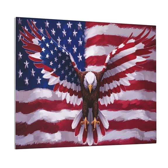 Gukieu USA Eagle with Spread Wings Print Canvas Decorative Hanging Painting, Waterproof Art Wall Decoration with Frame, Suitable for Living Room, Bedroom