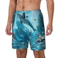 thumbnail image 1 of Gukieu Underwater Dolphin Scene Print Men's Double Layer Sports Swim Trunks, Quick Dry Adjustable Waist Swim Shorts Swimwear-Small, 1 of 6