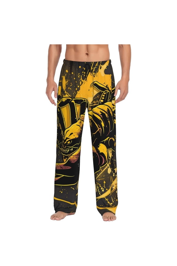 Urban Graffiti Scorpion Illustration Print Men's Home Trousers, Elastic Drawstring Home Pajamas Clothing Suitable for Adult Men-Small