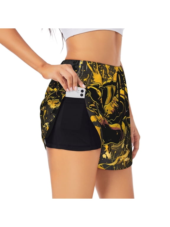 Urban Graffiti Scorpion Illustration Print Women's Sports Shorts with Drawstring Elastic Waistband for Running, Yoga, Fitness-Large