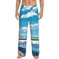 thumbnail image 1 of Gukieu Urban Riverside Clock Tower Print Men's Home Trousers, Elastic Drawstring Home Pajamas Clothing Suitable for Adult Men-Small, 1 of 6