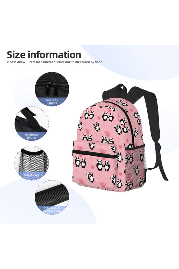 Valentine'S Day Panda Print Backpack, Waterproof Backpack with Adjustable Shoulder Straps, Suitable for Campus, Business, Travel, Unisex