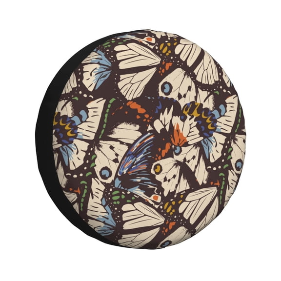 Gukieu Vector Butterflies Print Car Tire Cover, Adjustable Waterproof and Dustproof Tire Protection Cover, Suitable for SUV, Truck, Van-14 inch