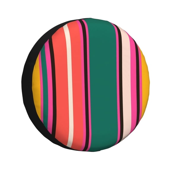Gukieu Vertical Stripes Print Car Tire Cover, Adjustable Waterproof and Dustproof Tire Protection Cover, Suitable for SUV, Truck, Van-14 inch
