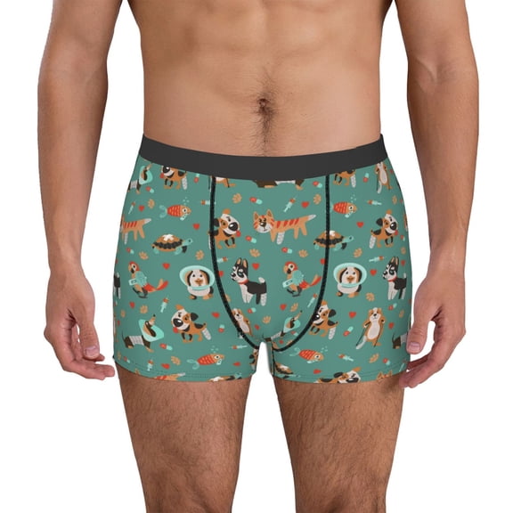 Gukieu Veterinary Clinics Print Men's Boxer Briefs, High Elastic Moisture Wicking Boxer Briefs Underwear-Small