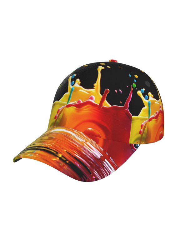 Vibrant Color Splash Prin Baseball Cap, Adjustable Sweat-wicking Daily,Travel, Sports Cap, Unisex