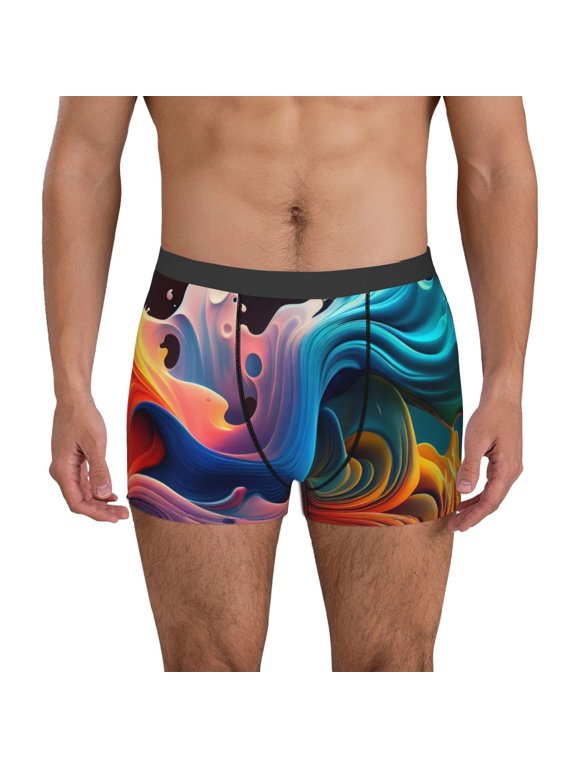 Vibrant Fluid Motion Art Print Men's Boxer Briefs, High Elastic Moisture Wicking Boxer Briefs Underwear-XX-Large