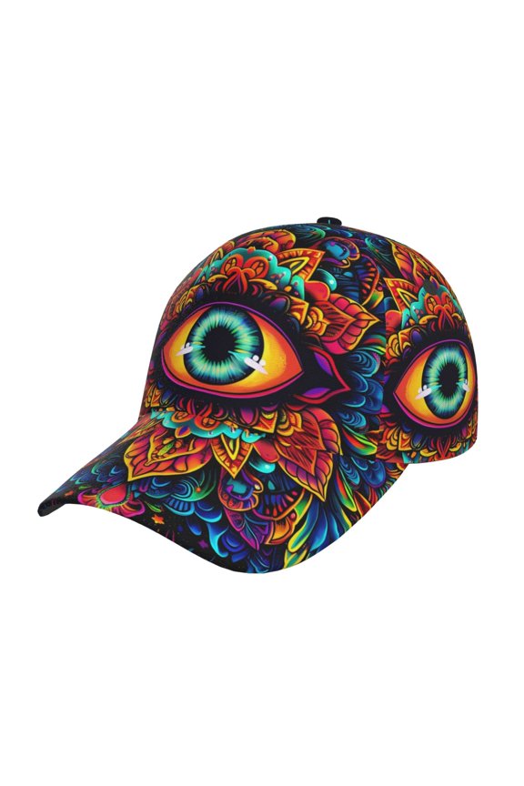 Vibrant Psychedelic Eye Prin Baseball Cap, Adjustable Sweat-wicking Daily,Travel, Sports Cap, Unisex