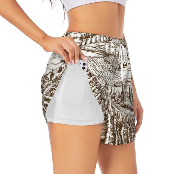 Gukieu Vineyard Landscape 1 Print Women's Sports Shorts with Drawstring Elastic Waistband for Running, Yoga, Fitness-Large