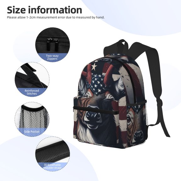 Gukieu Vintage American Deer Print Backpack, Waterproof Backpack with Adjustable Shoulder Straps, Suitable for Campus, Business, Travel, Unisex