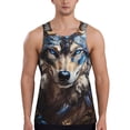 thumbnail image 1 of Gukieu Vintage Blue Floral Wolf Print Men's Quick Dry Fitness Vest, Round Neck Sleeveless Fitness Bodybuilding Top-4X-Large, 1 of 7
