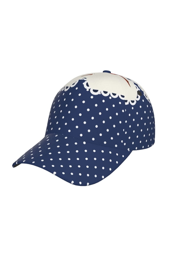 Vintage Blue Polka-dot Prin Baseball Cap, Adjustable Sweat-wicking Daily,Travel, Sports Cap, Unisex