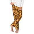 thumbnail image 1 of Gukieu Vintage Brown Plaid Sunflower Print Youth Home Trousers, Elastic Waistband with Pockets for Home and Outing, Suitable for Children Aged 5-16-XS(5-6), 1 of 6
