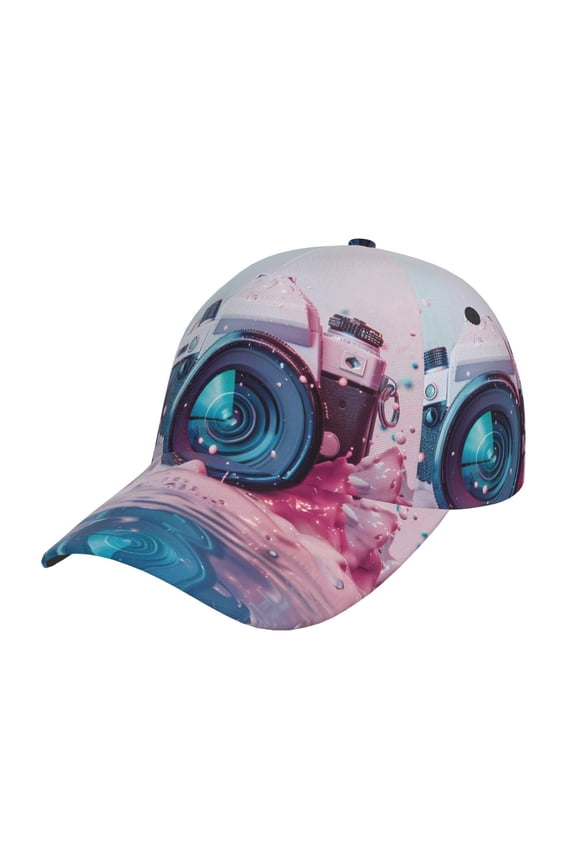 Vintage Camera Splash Art Prin Baseball Cap, Adjustable Sweat-wicking Daily,Travel, Sports Cap, Unisex