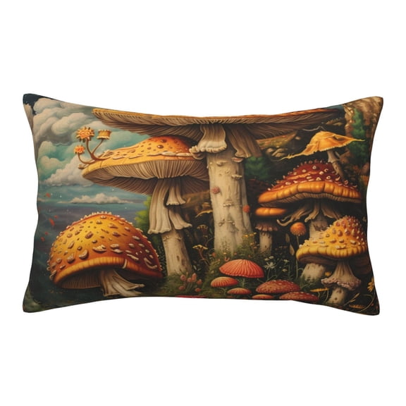 Gukieu Vintage Cloud Mushroom Print Plush Pillow Cover, Hidden Zipper Pillow Protector without Pillow Core, Suitable for Bedroom, Office, Car Decoration-20"x30"