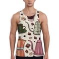 thumbnail image 1 of Gukieu Vintage Coffee Print Men's Quick Dry Fitness Vest, Round Neck Sleeveless Fitness Bodybuilding Top-Large, 1 of 7