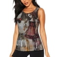 thumbnail image 1 of Gukieu Vintage Collage Girl Butterfly Print Women's Quick-drying Fitness Vest, Round Neck Sleeveless Fitness T-shirt, Suitable for Yoga, Sports-Large, 1 of 7