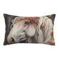 thumbnail image 1 of Gukieu Vintage Floral White Horse Print Plush Pillow Cover, Hidden Zipper Pillow Protector without Pillow Core, Suitable for Bedroom, Office, Car Decoration-20"x30", 1 of 6