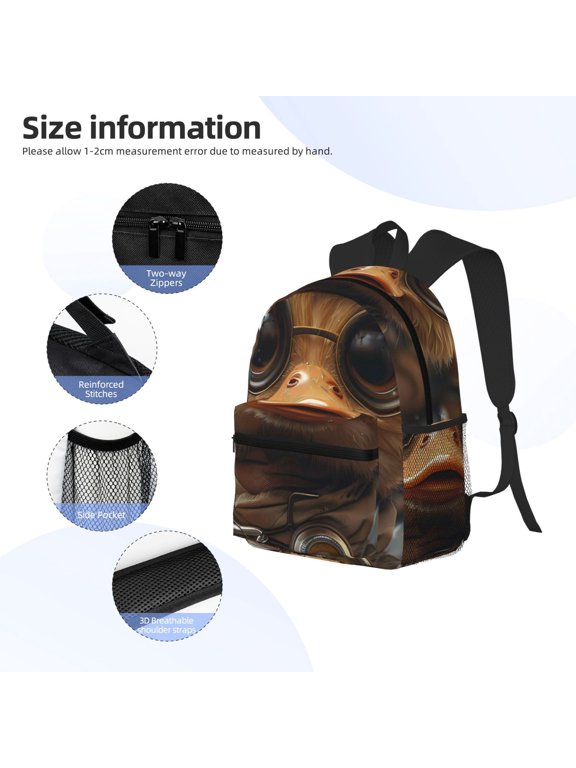 Vintage Gentleman Duck Print Backpack, Waterproof Backpack with Adjustable Shoulder Straps, Suitable for Campus, Business, Travel, Unisex