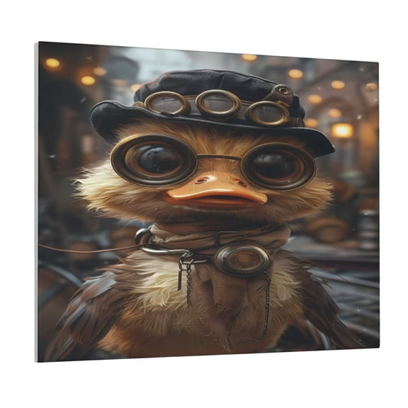 Gukieu Vintage Gentleman Duck Print Canvas Decorative Hanging Painting, Waterproof Art Wall Decoration with Frame, Suitable for Living Room, Bedroom