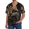 thumbnail image 1 of Gukieu Vintage Metal Dragon Print Men's Short-sleeved Shirts, Button-down Pocket Shirts, T-shirts, Beach Vacation Travel Summer Clothing-Medium, 1 of 5