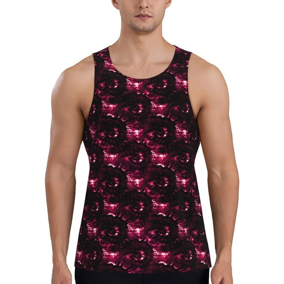 Gukieu Vintage Psychedelic Print Men's Quick Dry Fitness Vest, Round Neck Sleeveless Fitness Bodybuilding Top-Large