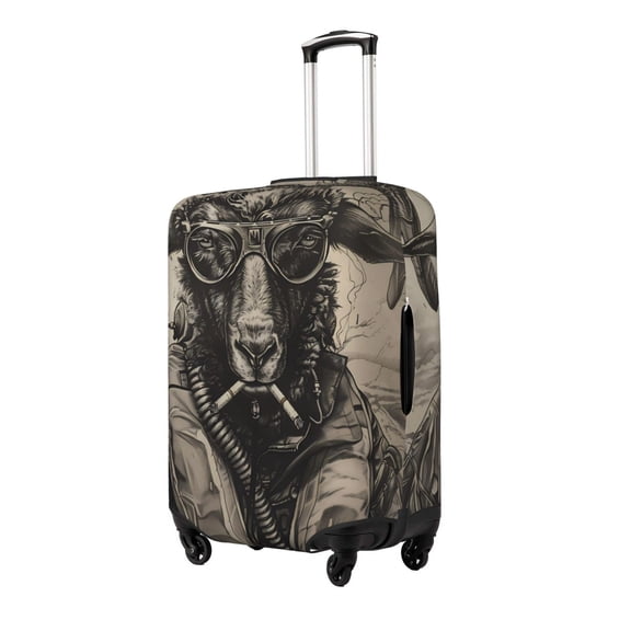 Gukieu Vintage Ram Pilot Print Suitcase Protective Cover, Elastic Zipper Buckle Suitcase Protective Cover, Suitable for Travel, Business Trip-X-Large