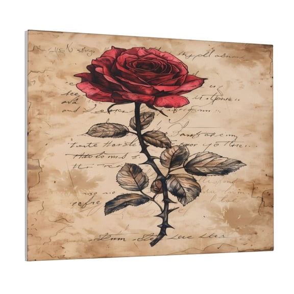 Gukieu Vintage Rose Botanical Art Print Canvas Decorative Hanging Painting, Waterproof Art Wall Decoration with Frame, Suitable for Living Room, Bedroom