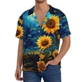 thumbnail image 1 of Gukieu Vintage Starry Sky Sunflower Print Men's Short-sleeved Shirts, Button-down Pocket Shirts, T-shirts, Beach Vacation Travel Summer Clothing-Small, 1 of 5
