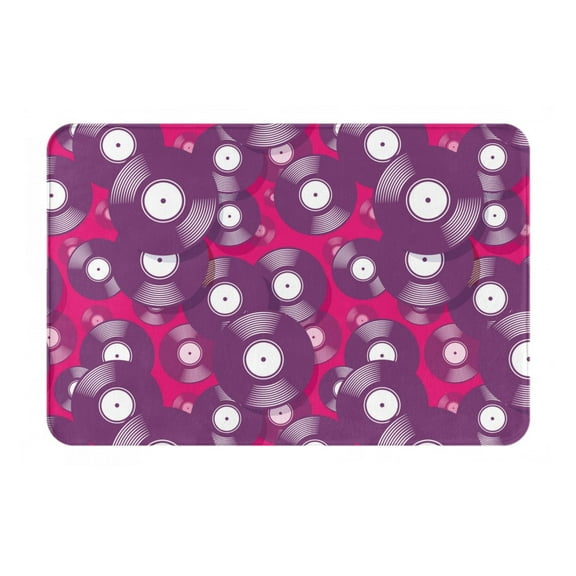 Gukieu Vintage Vinyl Record Print Dust-proof Floor Mats, Water-absorbent and Non-slip Flannel Door Mats 16x24in, Home Decoration Suitable for Kitchen, Bathroom, Garage