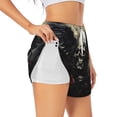 thumbnail image 1 of Gukieu Vintage Winged Rose Skull Print Women's Sports Shorts with Drawstring Elastic Waistband for Running, Yoga, Fitness-Small, 1 of 7