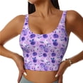 thumbnail image 1 of Gukieu Violet Print Women's Sports Vest, Low-neck U-shaped Removable Pad Sports Bra for Yoga, Exercise, Dance-X-Large, 1 of 8