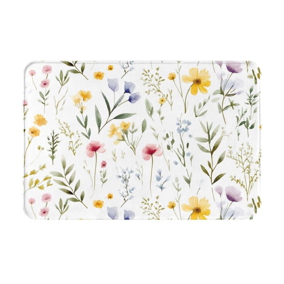 Gukieu Watercolor Floral A Print Dust-proof Floor Mats, Water-absorbent and Non-slip Flannel Door Mats 16x24in, Home Decoration Suitable for Kitchen, Bathroom, Garage