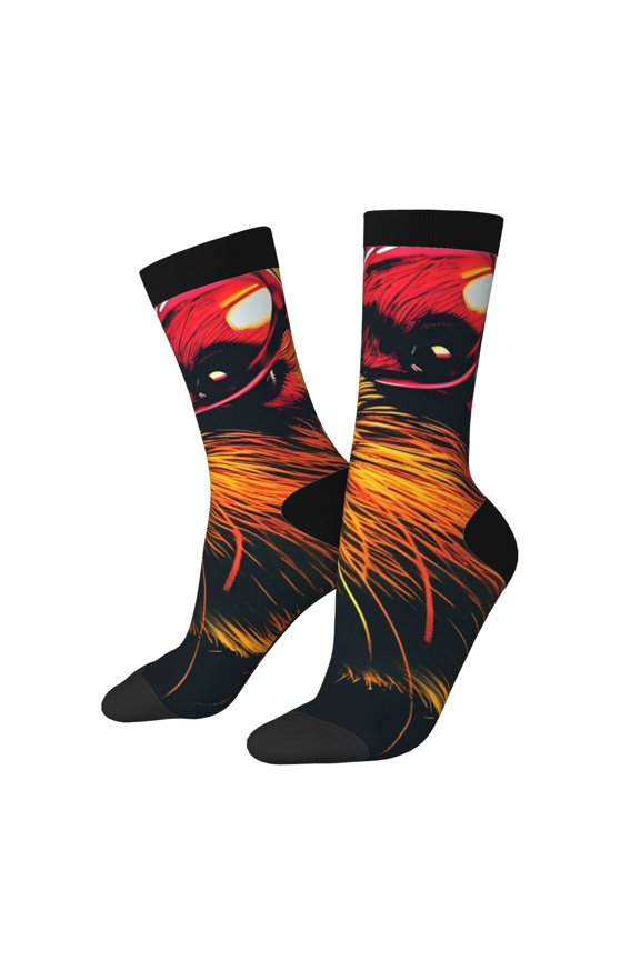 Watercolor Glasses Guinea Pig Print Contrast Color Mid-calf Socks, Sweat-wicking Athletic Socks, Unisex Clothing Accessories