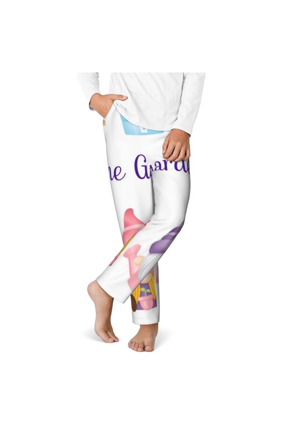 Watercolor Gnome Garden Print Youth Home Trousers, Elastic Waistband with Pockets for Home and Outing, Suitable for Children Aged 5-16-XS(5-6)