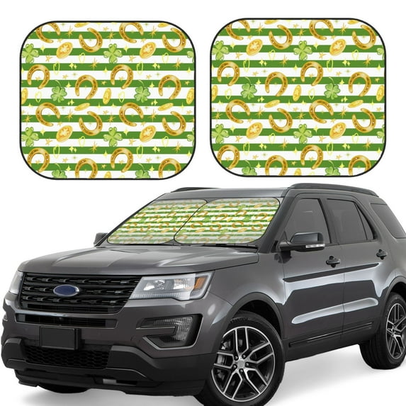 Gukieu Watercolor St Patrick Day Print Car Windshield Sun Visor, Foldable Anti-UV Car Sun Visor Suitable for Vans, Trucks Car Accessories-Medium