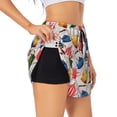 thumbnail image 1 of Gukieu Watercolor Teapots Print Women's Sports Shorts with Drawstring Elastic Waistband for Running, Yoga, Fitness-X-Large, 1 of 7
