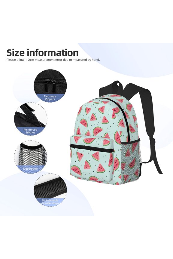 Watermelon Print Backpack, Waterproof Backpack with Adjustable Shoulder Straps, Suitable for Campus, Business, Travel, Unisex