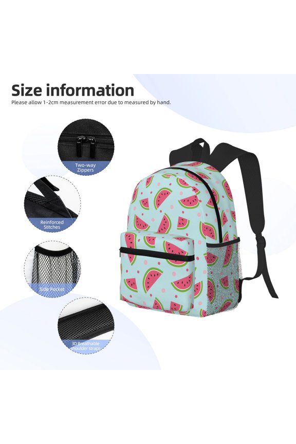 Watermelon Print Backpack, Waterproof Backpack with Adjustable Shoulder Straps, Suitable for Campus, Business, Travel, Unisex