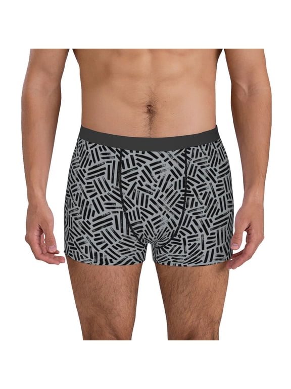 Weave Geometric Print Men's Boxer Briefs, High Elastic Moisture Wicking Boxer Briefs Underwear-Large