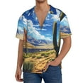 thumbnail image 1 of Gukieu Western Desert Cactus Print Men's Short-sleeved Shirts, Button-down Pocket Shirts, T-shirts, Beach Vacation Travel Summer Clothing-X-Large, 1 of 5