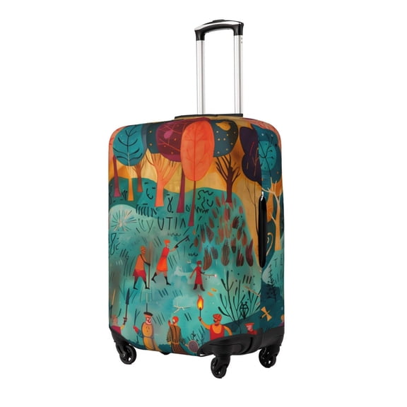 Gukieu Whimsical Forest Scene Print Suitcase Protective Cover, Elastic Zipper Buckle Suitcase Protective Cover, Suitable for Travel, Business Trip-X-Large