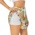thumbnail image 1 of Gukieu Whimsical Fox Floral Garden Print Women's Sports Shorts with Drawstring Elastic Waistband for Running, Yoga, Fitness-Large, 1 of 7