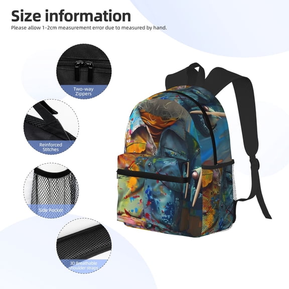 Gukieu Whimsical Goat Artist Print Backpack, Waterproof Backpack with Adjustable Shoulder Straps, Suitable for Campus, Business, Travel, Unisex