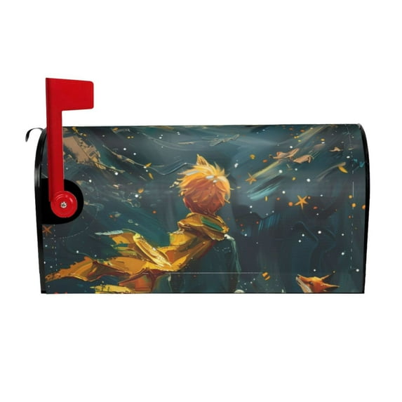 Gukieu Whimsical Starry Night Scene Print Magnetic Mailbox Cover, Sun-proof and Waterproof Home Yard Mailbox Cover-25.5x21 in