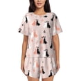 thumbnail image 1 of Gukieu White And Black Rabbit Print Women's Short-sleeved Pajama Set, Round Neck Button Top Elastic Shorts 2-piece Set, Summer Home Leisure Clothing-4X-Large, 1 of 6