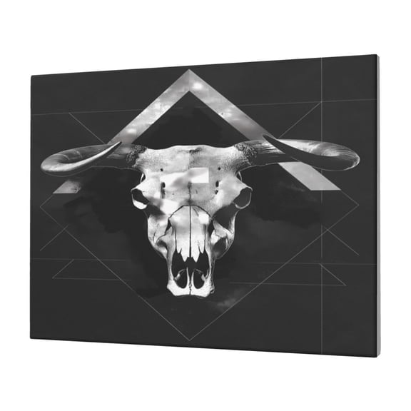 Gukieu White Black Sheep skull Print Horizontal Canvas Decorative Painting 12x16 Inch Shrinkage Resistant Frame Hanging Home Wall Art Decor